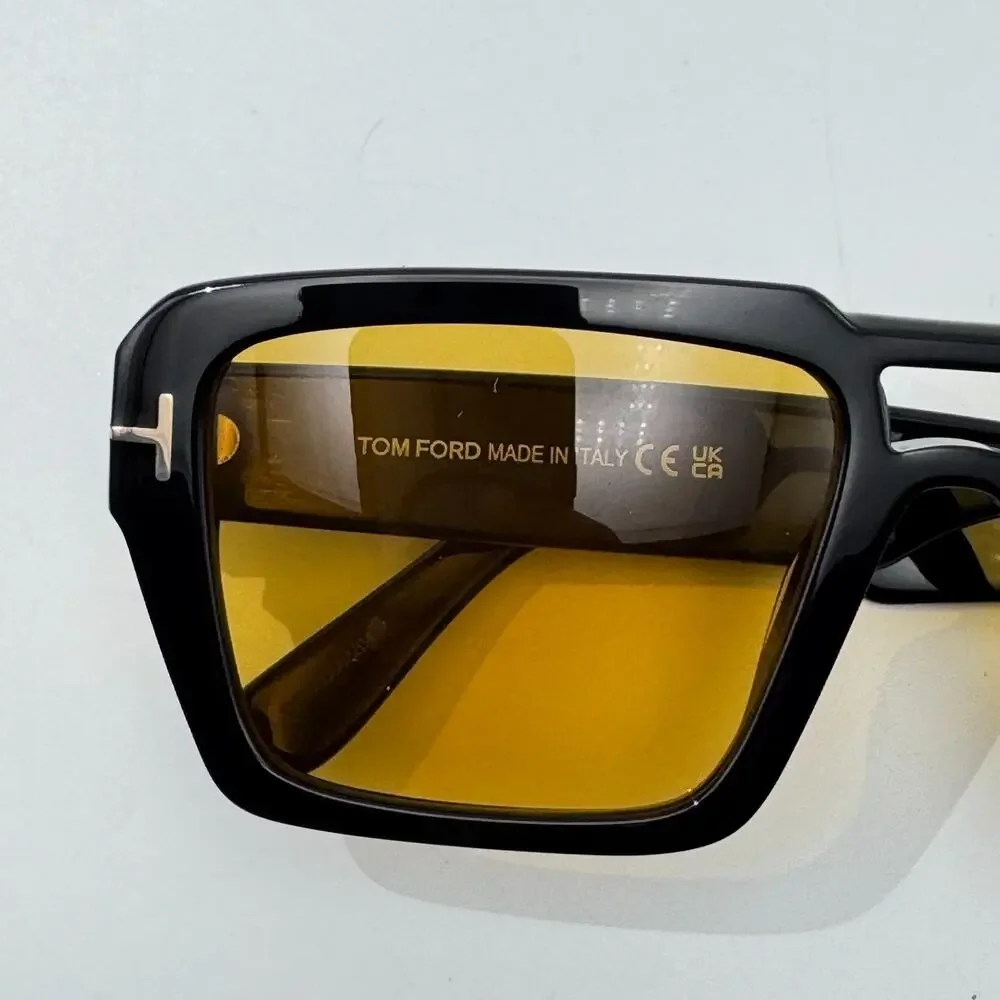 Tom Ford Sunglasses Redford TF1153 01E Black Navigator Frame Brown Lens 56mm New